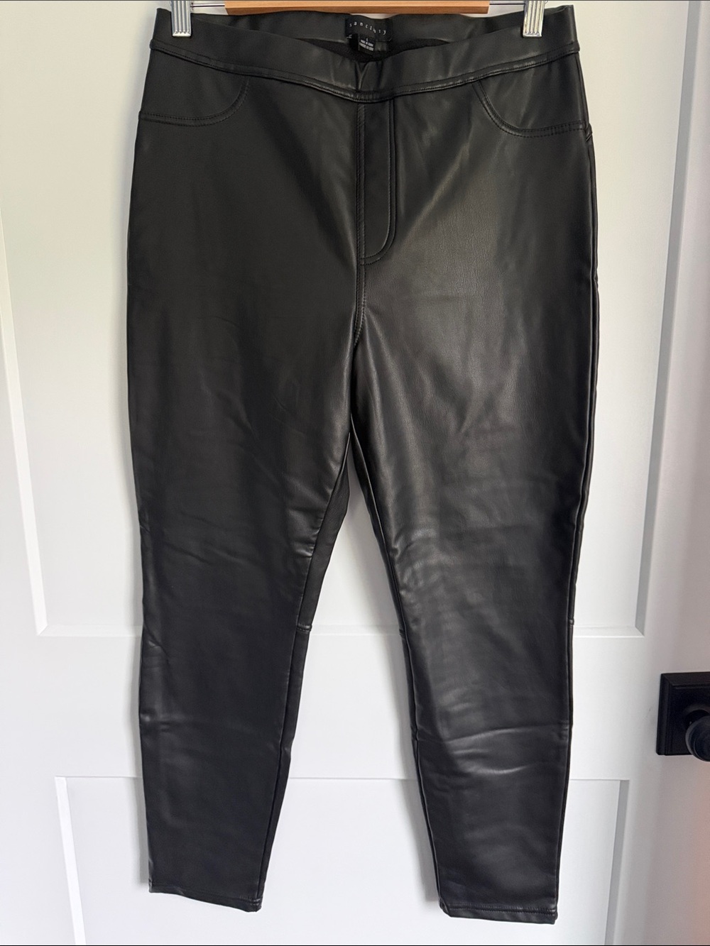 Sanctuary Black Faux Leather Ankle Jeggings